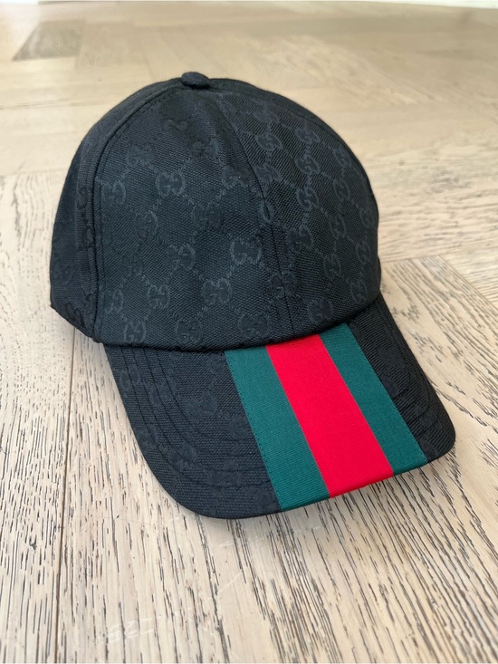 Gucci Accessories - Gucci Black GG Canvas Cap with Red & Green Stripe